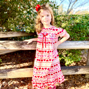 Valentine Nightgown in Knit Cotton- Red and Pink Hearts!
