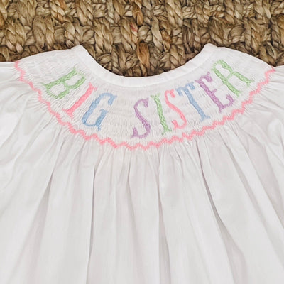 Pastel Colors Big Sister Smocked Bishop Dress - Gender Neutral