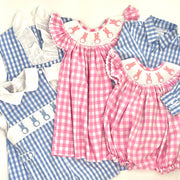 Easter Bunny Smocked Dress in pink gingham