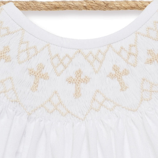 White Smocked Cross Bishop Dress White Smocked Cross Bishop Dress