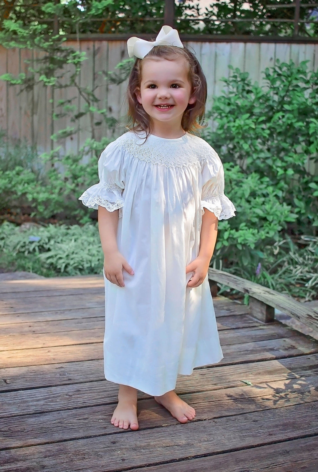 Ivory Smocked Heirloom Bishop Dress | Pleats and Stitches Ivory Smocked Heirloom Bishop Dress | Pleats and Stitches