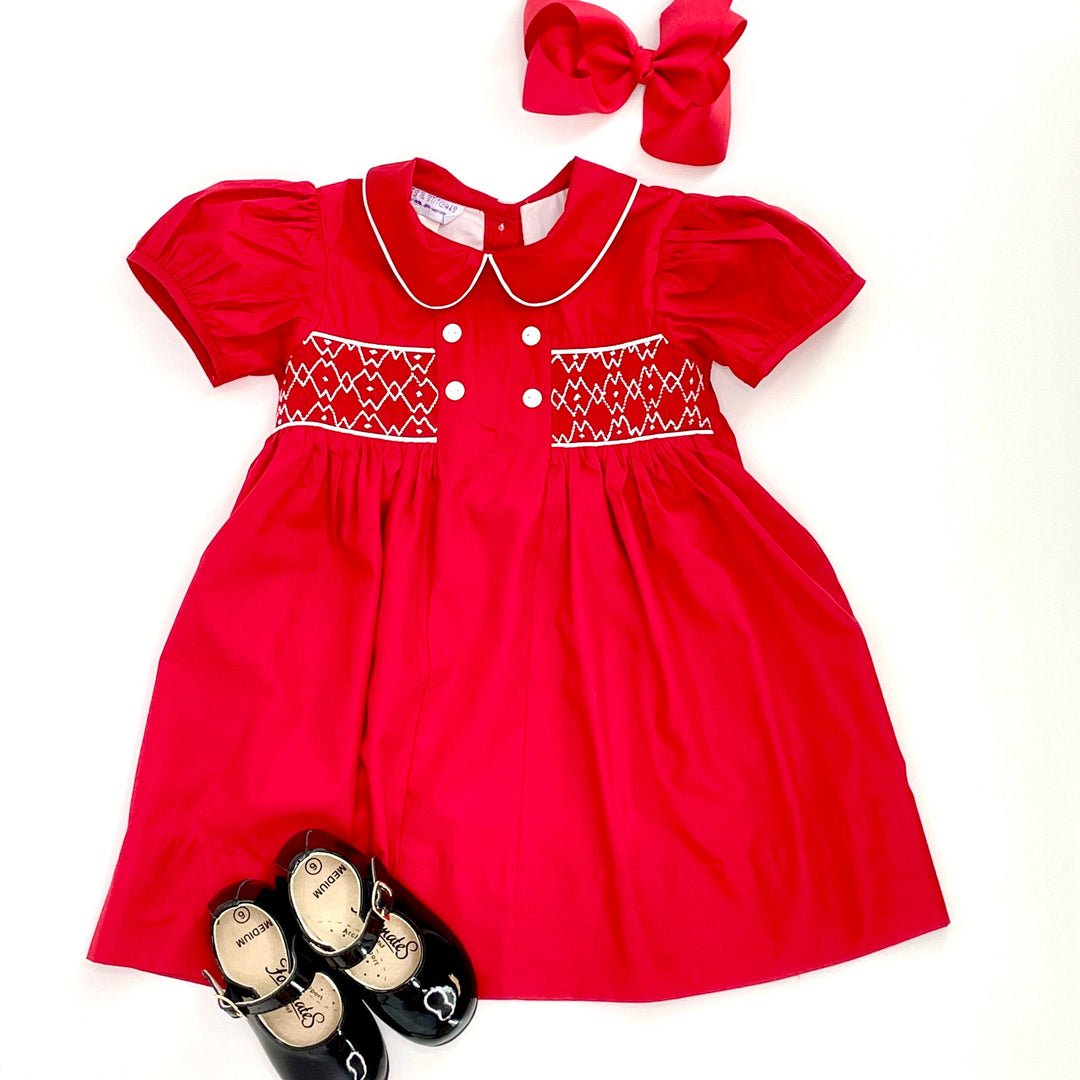 Smocked Charlotte Dress- Red Classic – Pleats and Stitches