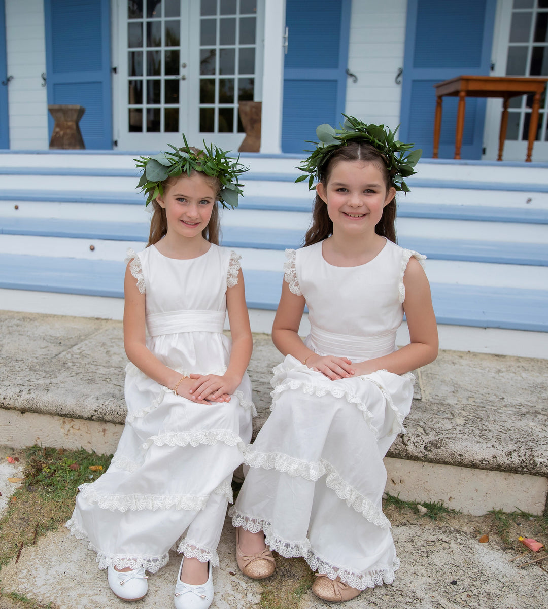 Tiered Ivory & lace Heirloom Dress Pleats and Stitches Tiered Ivory & lace Heirloom Dress Pleats and Stitches
