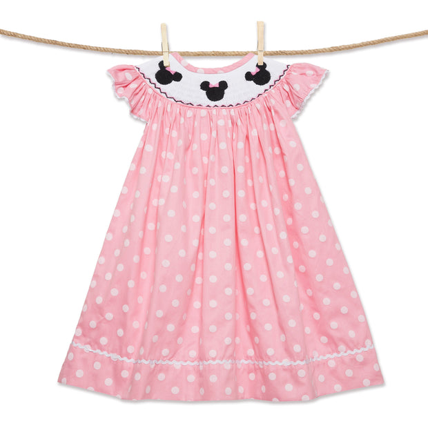 Smocked Mouse Ears Dress - light pink polka dots! 18 months Smocked Mouse Ears Dress - light pink polka dots! 18 months
