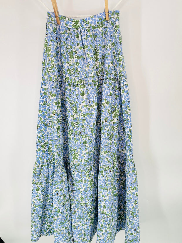 Hydrangea Floral Ladies Maxi Skirt
