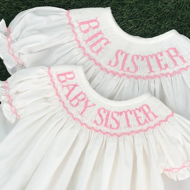 Pink Big Sister Smocked Bishop Dress