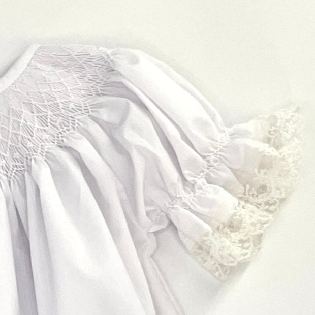 Smocked Heirloom dress - white with white smocking & ivory lace