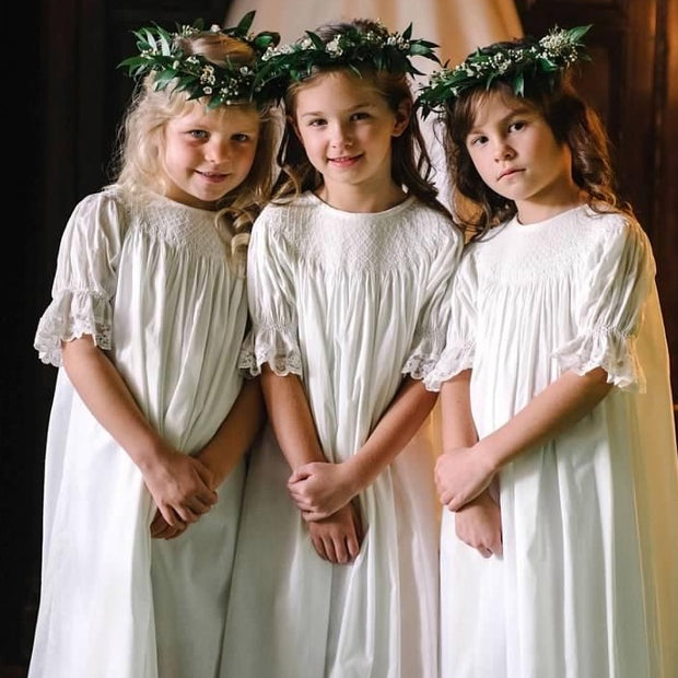 Ivory Smocked Heirloom Bishop Dress | Pleats and Stitches Ivory Smocked Heirloom Bishop Dress | Pleats and Stitches
