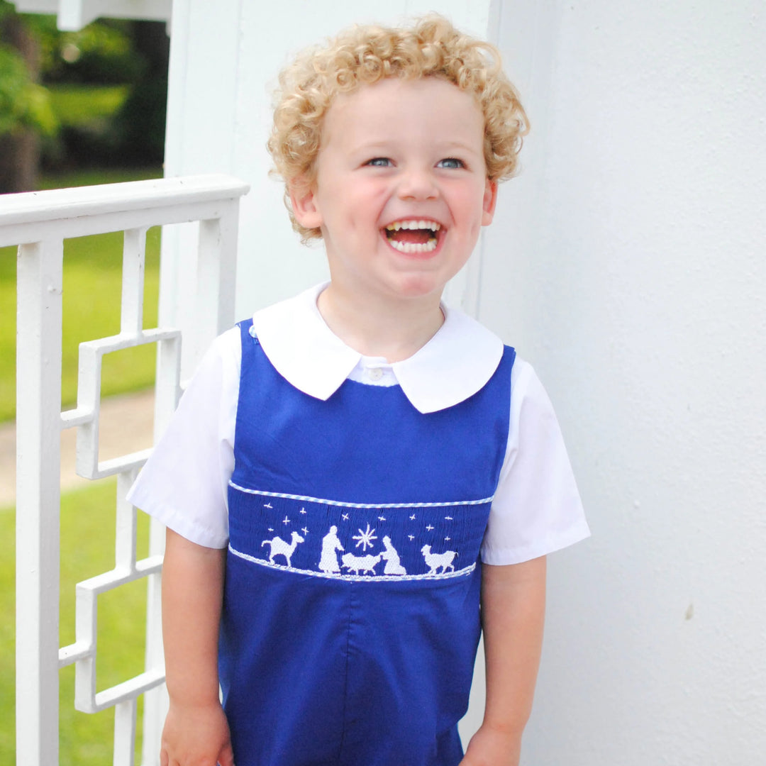 Blue Nativity Longall – Pleats and Stitches