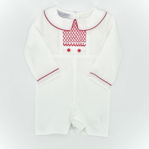 Heirloom Ivory Shortall with Red Classic Stitching