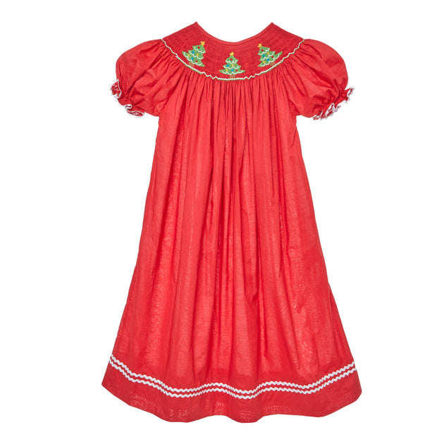 red smocked christmas dress Luna Red Long Sleeve Smocked Dress