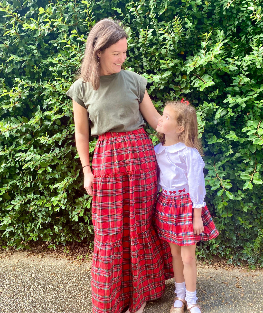 Christmas Plaid Ladies Skirt Pleats and Stitches