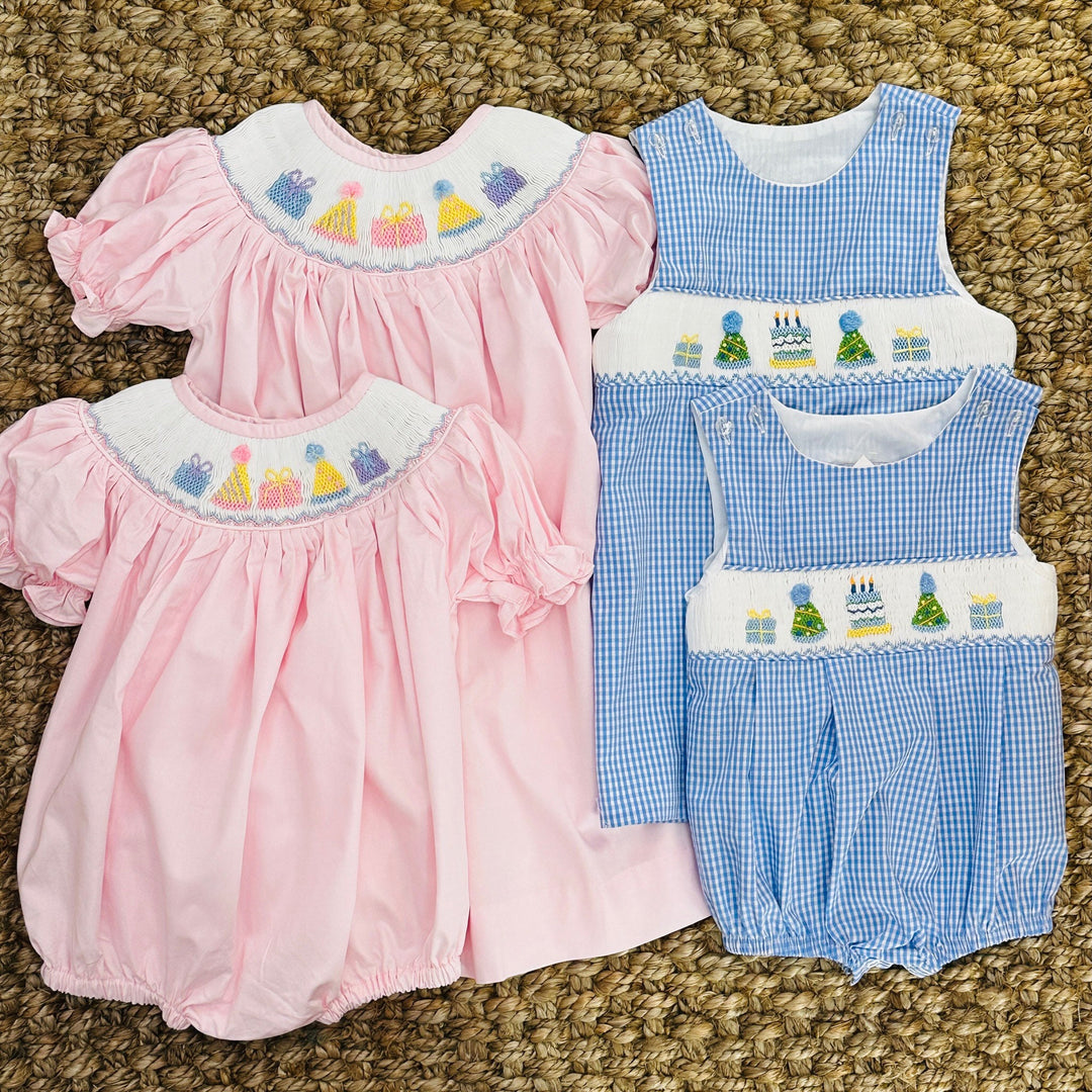 Birthday Girl Smocked Romper in Pink – Pleats and Stitches