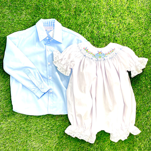 Lille Heirloom Smocked Romper with Lace