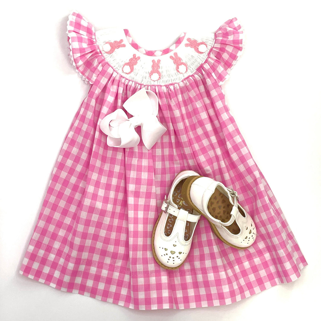 Easter Bunny Smocked Dress in pink gingham – Pleats and Stitches