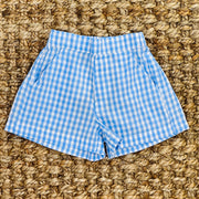 Blue Gingham Boys Shorts with Pockets