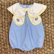 Hand Embroidered Bumble Bee Summer Romper outfit