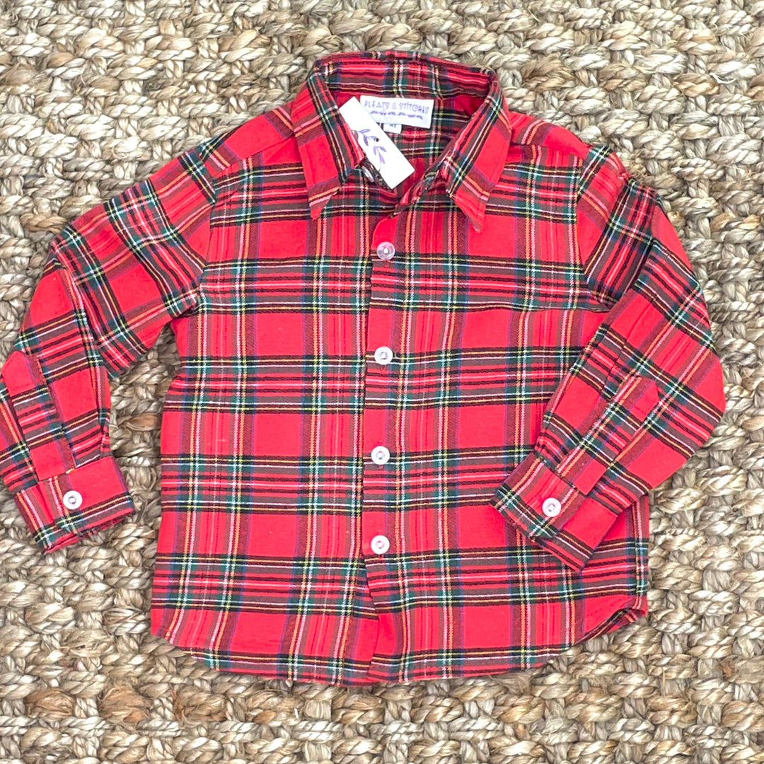 white christmas dresses Oh Christmas Tree Red Plaid Button Down High Low Hem Shirt – The Frosted  Boutique main image 1