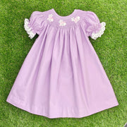 Easter Bunny Smocked Dress in Lavender
