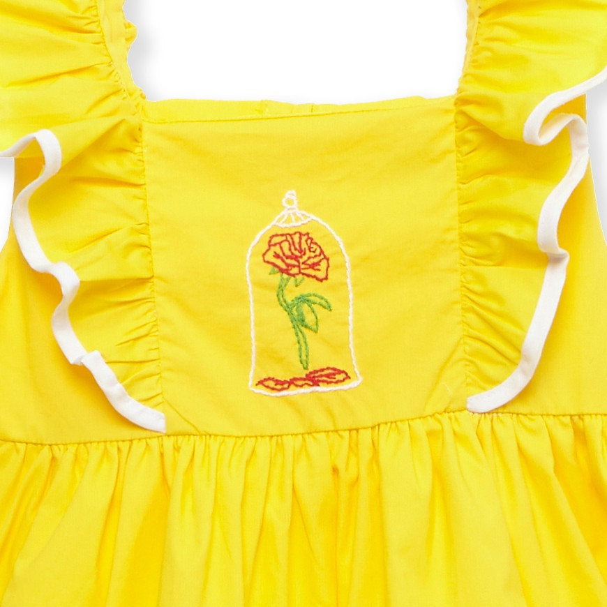 Embroidered princess Dress - Belle Beauty and the beast inspired Embroidered princess Dress - Belle Beauty and the beast inspired