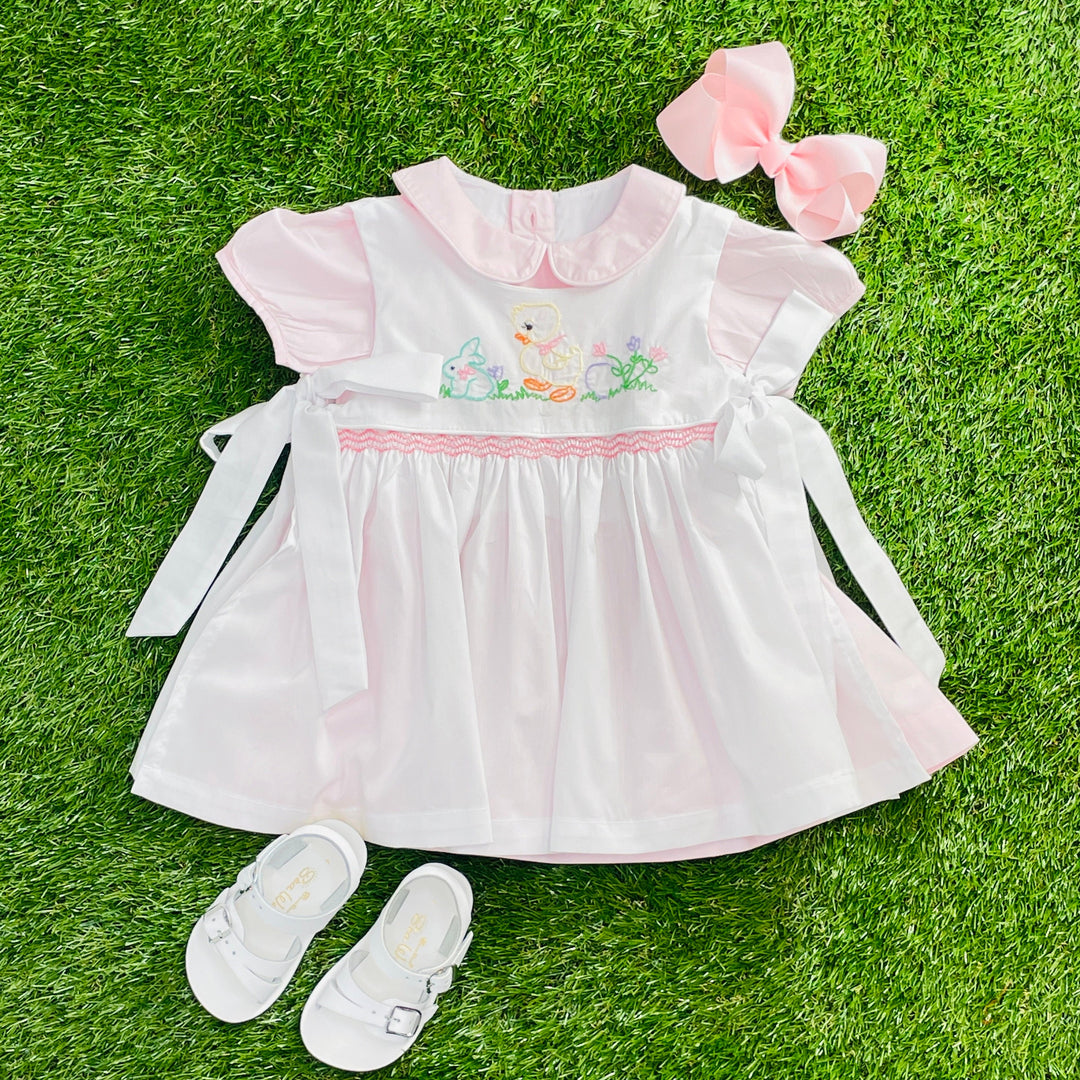 smocked easter dress Easter Chick Embroidered and Smocked 2 Piece Dress