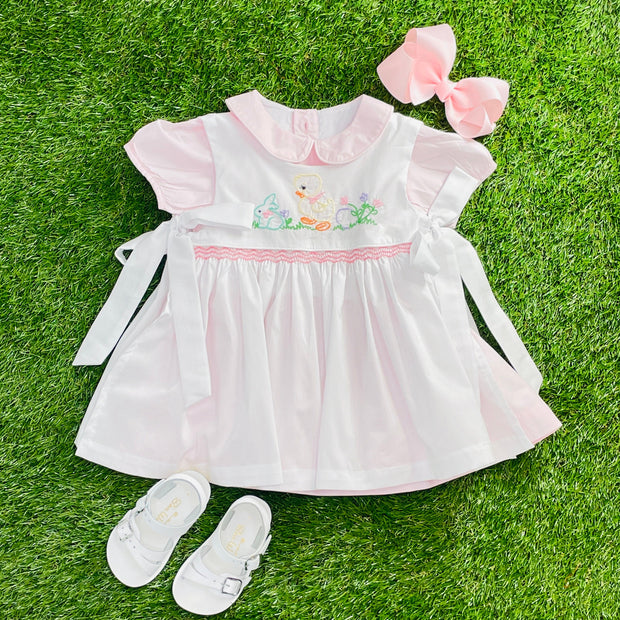 Easter Chick Embroidered and Smocked 2 Piece Dress Easter Chick Embroidered and Smocked 2 Piece Dress