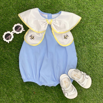 Hand Embroidered Bumble Bee Summer Romper outfit