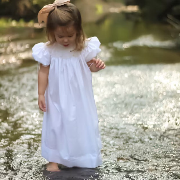 princess smocked bishop dress Cross Smocked Pink Pique Bishop Dress by Southern Sunshine - Girls Dresses