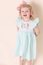 Lamb Smocked Avignon Dress -Embroidered Lamb and Flowers on Mint